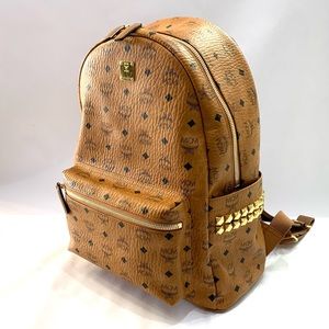 MCM 32 Stark visetos canvas Side Medium Backpack - 100% Authentic !!Brown)